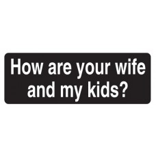 Helmet Sticker 'HOW ARE YOUR WIFE AND MY KIDS' 