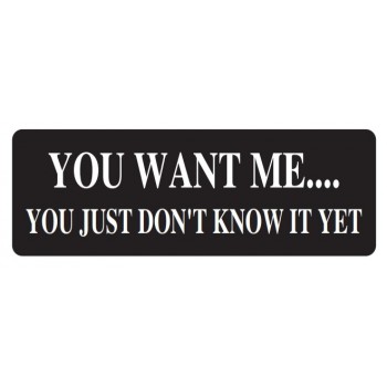 Helmet Sticker 'YOU WANT ME...YOU JUST DON'T KNOW IT YET' 