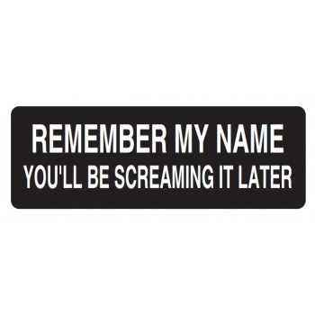 Helmet Sticker 'REMEMBER MY NAME YOU'LL BE SCREAMING IT LATER' 