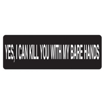 Helmet Sticker 'YES, I CAN KILL YOU WITH MY BARE HANDS' 