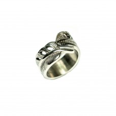 Stainless Steel Ring Wide Feather