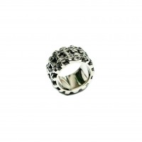 Stainless Steel Ring Double Row Skull Band