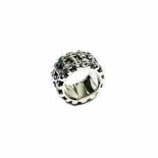 Stainless Steel Ring Double Row Skull Band